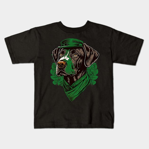 Pointer dog St. Patrick's day Kids T-Shirt by JayD World